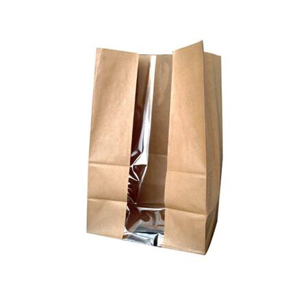 PACKNWOOD 8.9 x 4.7 x 10.8 in. Brown SOS Bag with Window 210SOS22BRF